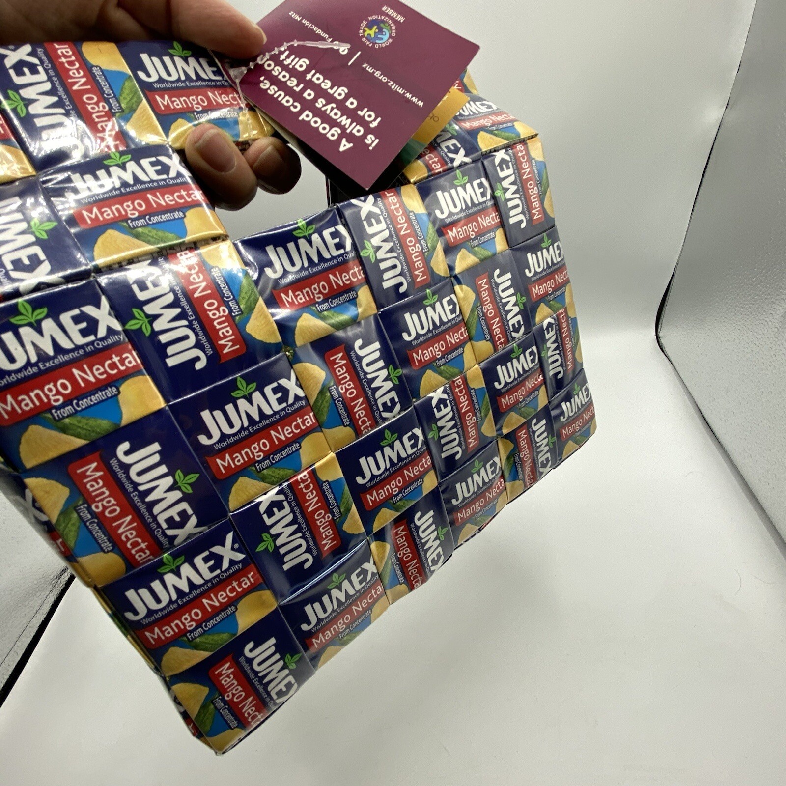 Jumex Tote Bag Magnet Clasp Handmade Recycled Plastic Juice Boxes MITZ Lunch Box