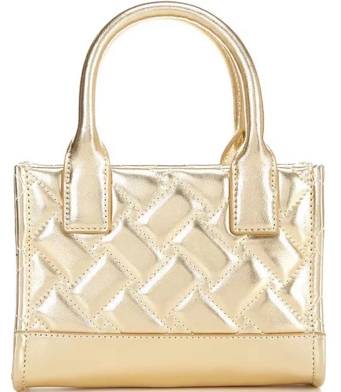 Kurt Geiger London Metallic XS Kensington Gold Drench Square Tote Shoulder Strap