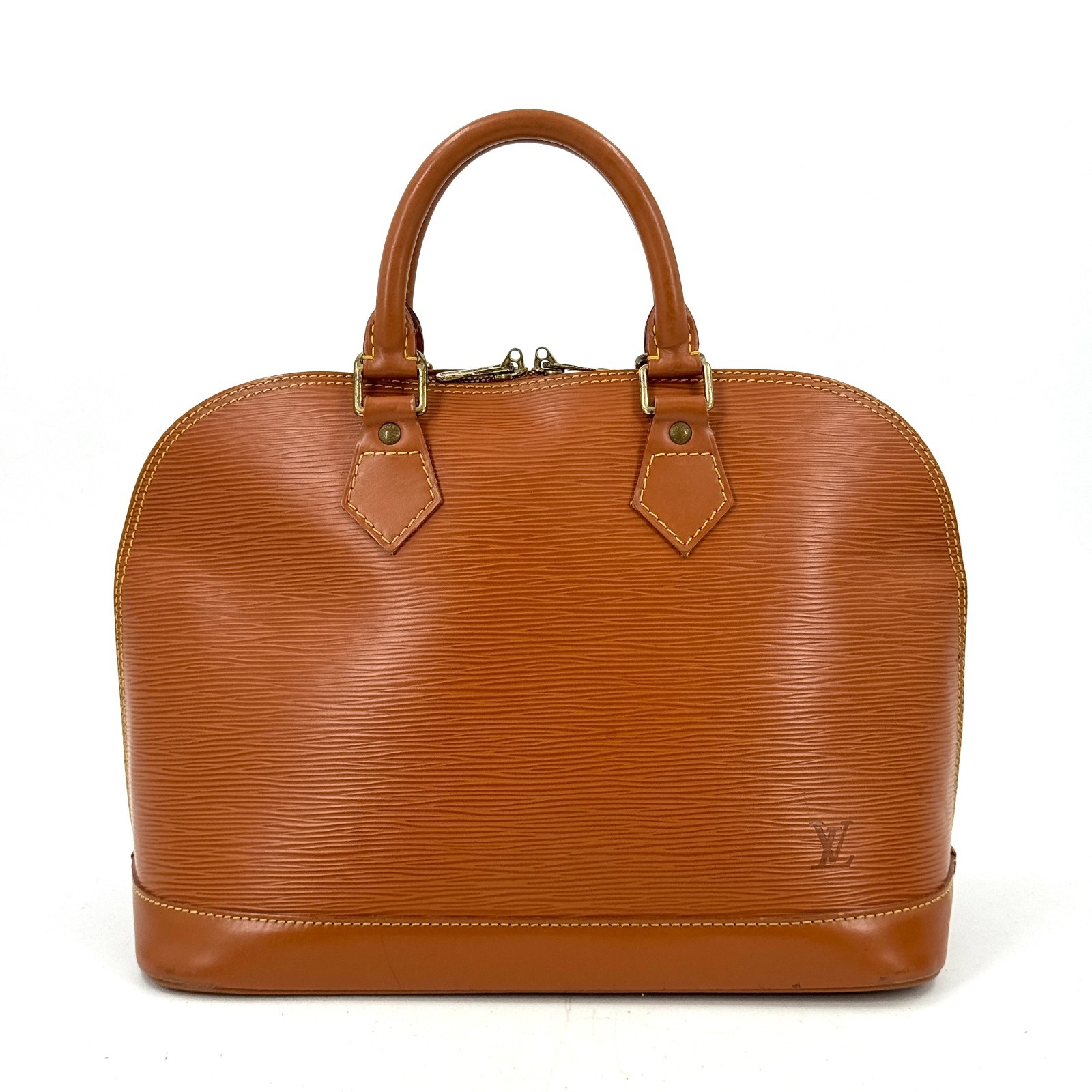 LOUIS VUITTON Epi Kenya Brown Leather Alma PM Women Top Handle Handbag M52148