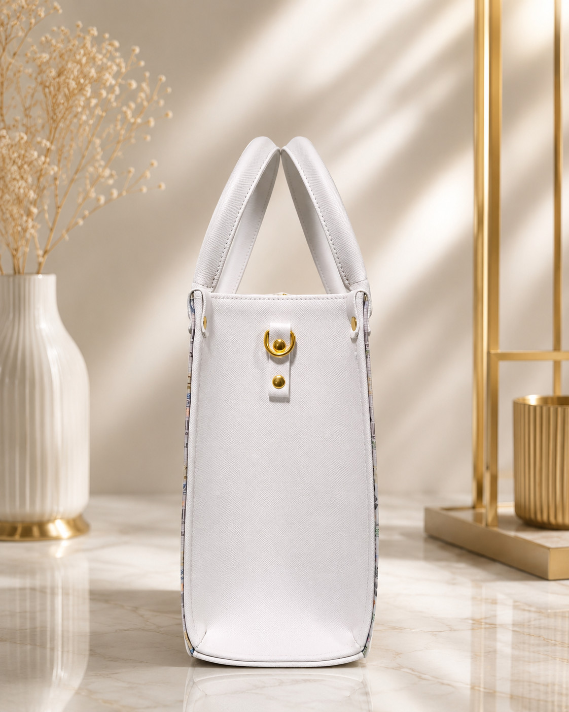 Handmade Thai Lottery Ticket Handbag – White Edition