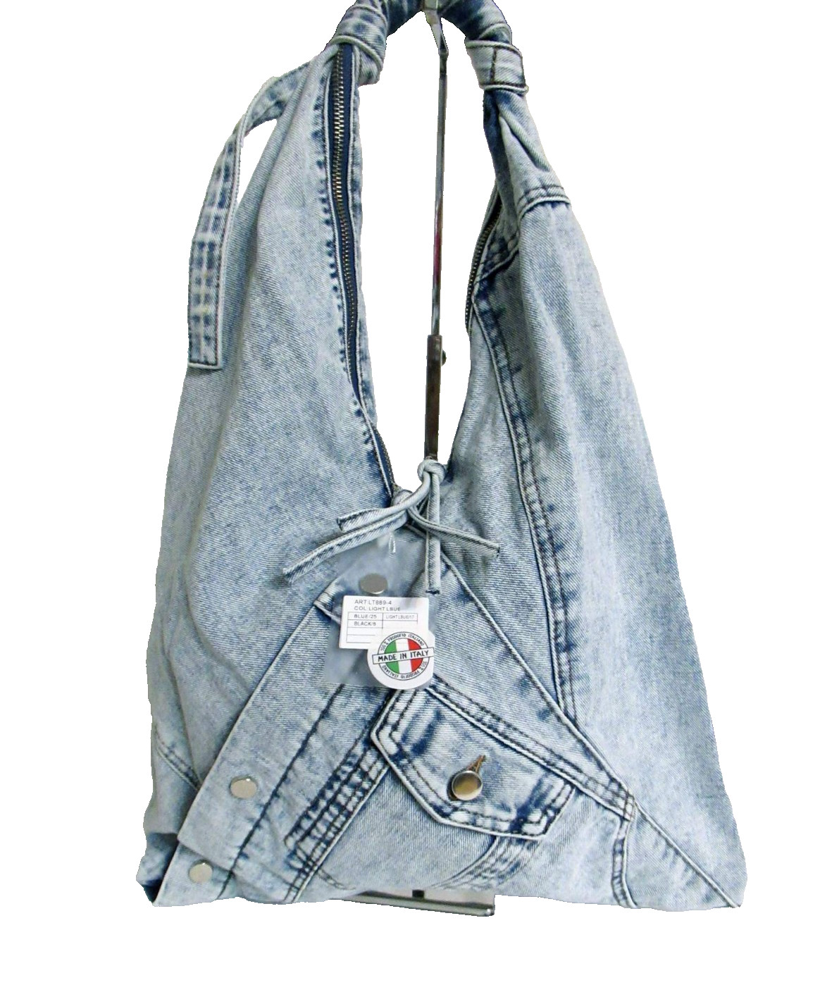 ITALIAN TRENDY WASHED JEANS HOBO BAG DENIM BAG PURSE MADE IN ITALY