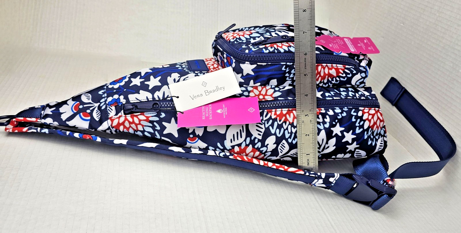 Vera Bradley ReActive Sling Backpack in Red, White & Blossoms