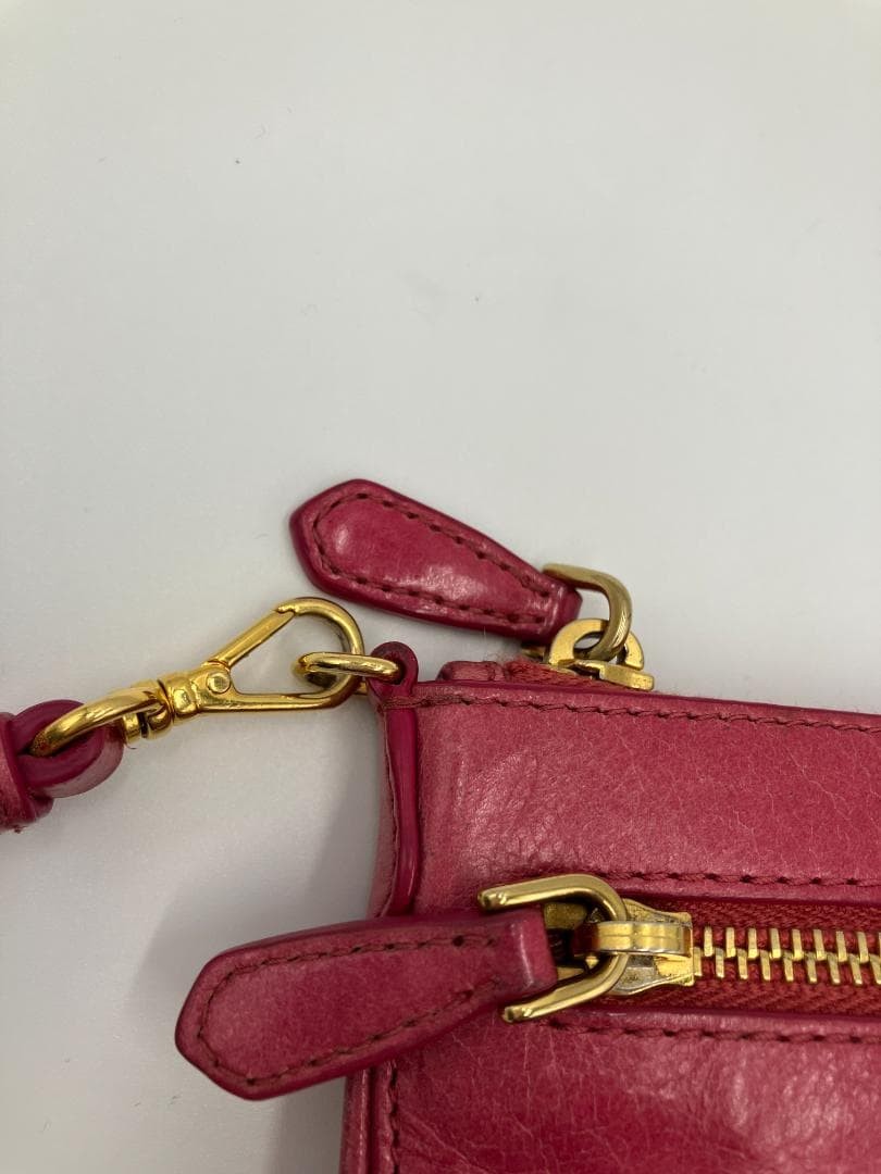 PRADA Leather Mini Shoulder Bag Pink 2WAY Gold Hardware 11cm x 21cm Authentic