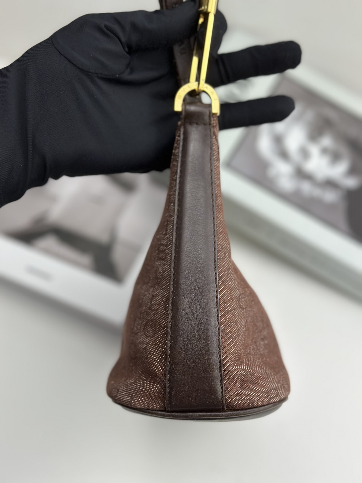 Bvlgari Bulgari Bulgari Normal Size Brown Denim Shoulder Bag Duty Paid