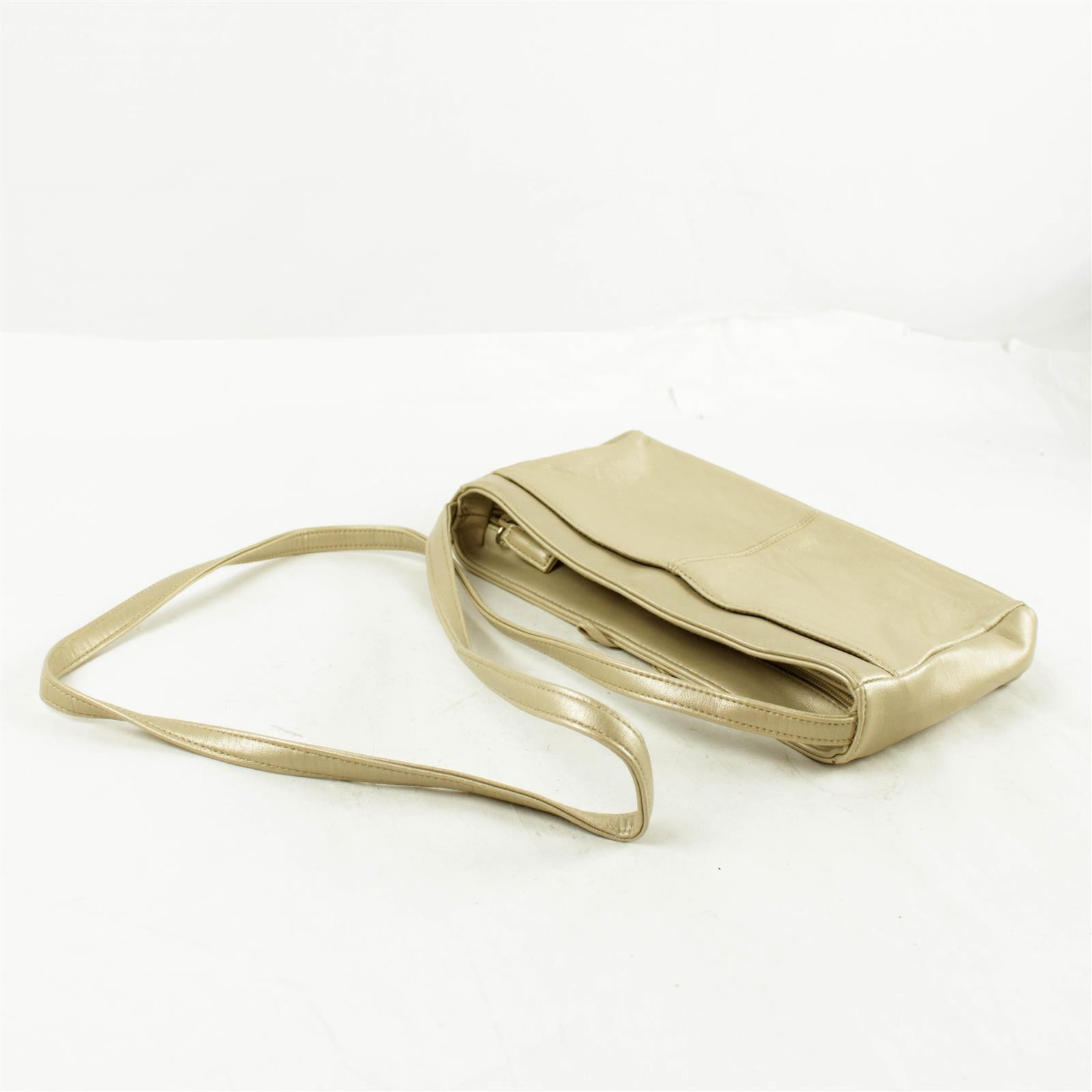 Worthington Small Genuine Leather Clutch Gold-Tone & Shoulder Strap