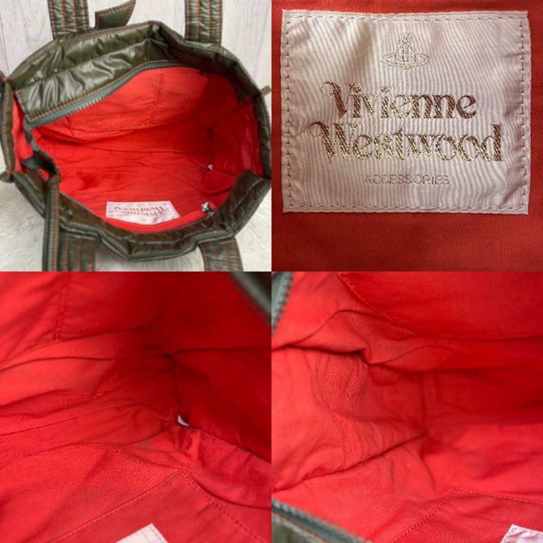 Vivienne Westwood Big Orb Logo Puffy Tote Bag Handbag Khaki Vintage 26x34x11cm