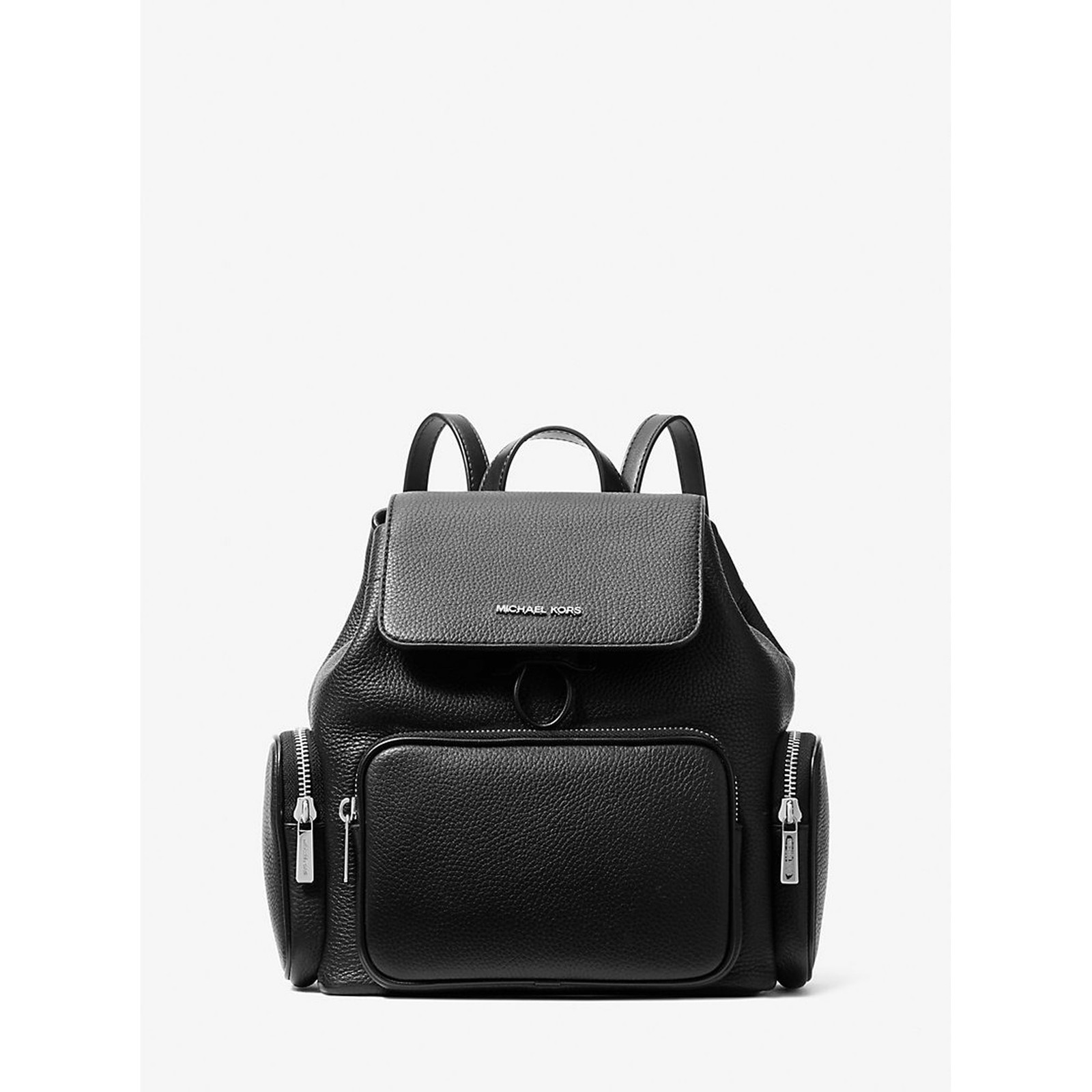 Michael Kors Outlet Merritt Small Pebbled Leather Cargo Backpack – Black