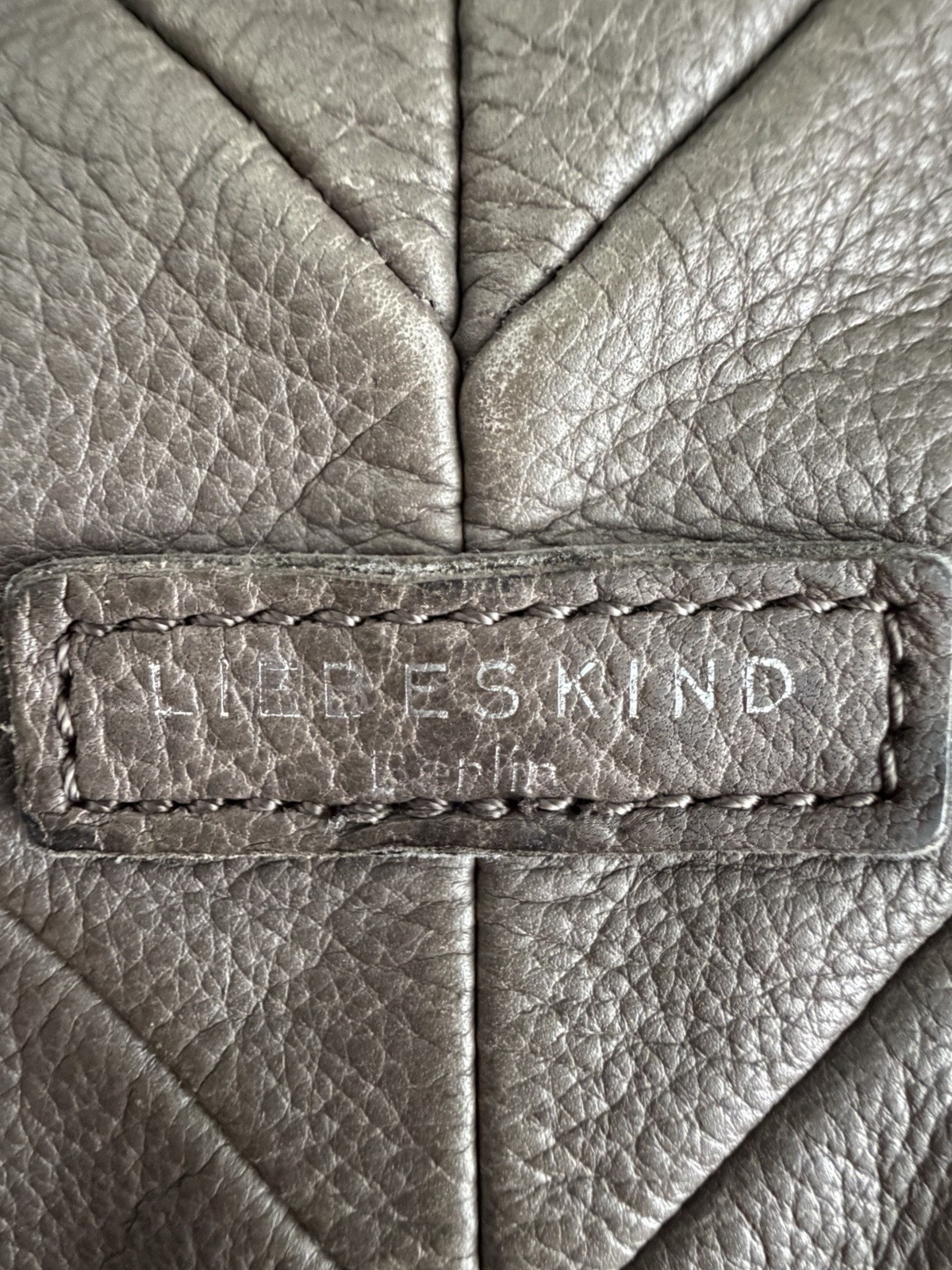 Liebeskind Berlin Gray Pebbled Satchel Top Handle Zip Tassel Silver Hardware