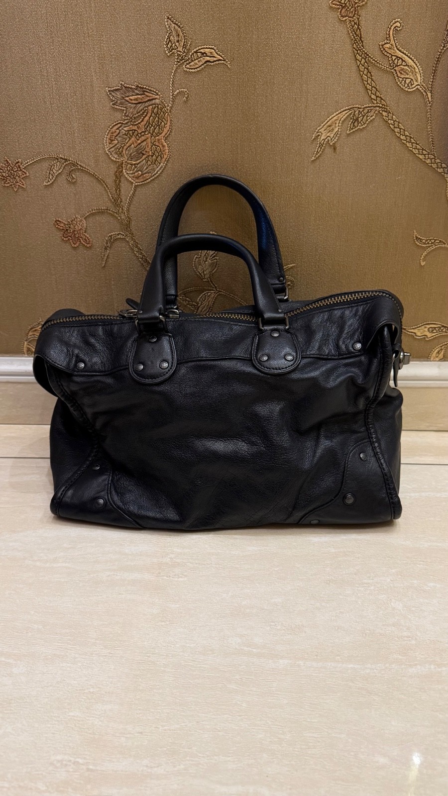 Coach Black Leather Tote Bag Carryall Satchel Handback