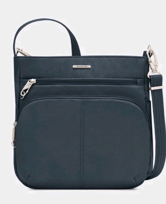 Travelon Classic North South Anti-Theft Crossbody Bag Black RFID NWT 42835-510