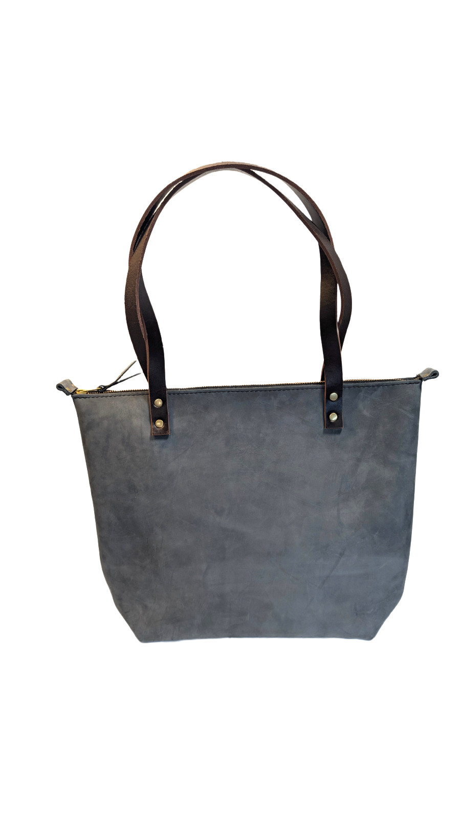 Portland Leather Goods STORM Medium Zip Tote Grizzly Handles