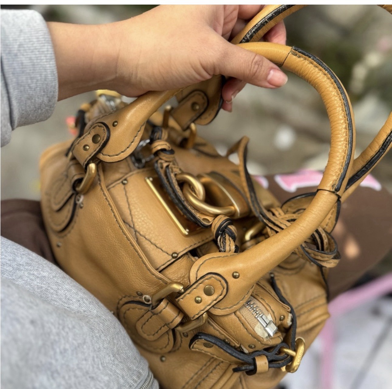 Chloe Paddington Mini Leather Handbag with Vintage Lock and Key Y2K