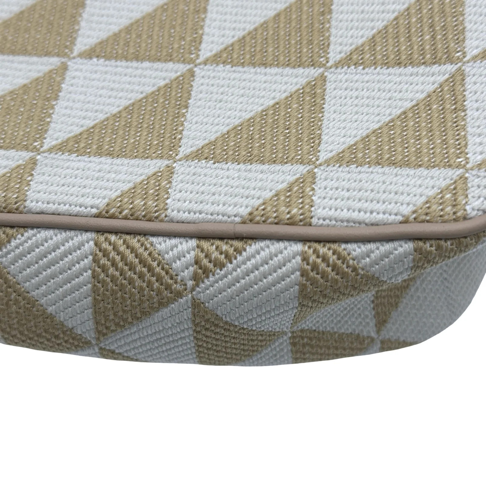 PRADA Triangle Logo Mini Shoulder Beige / White Canvas Shoulder Bag #OKB6309