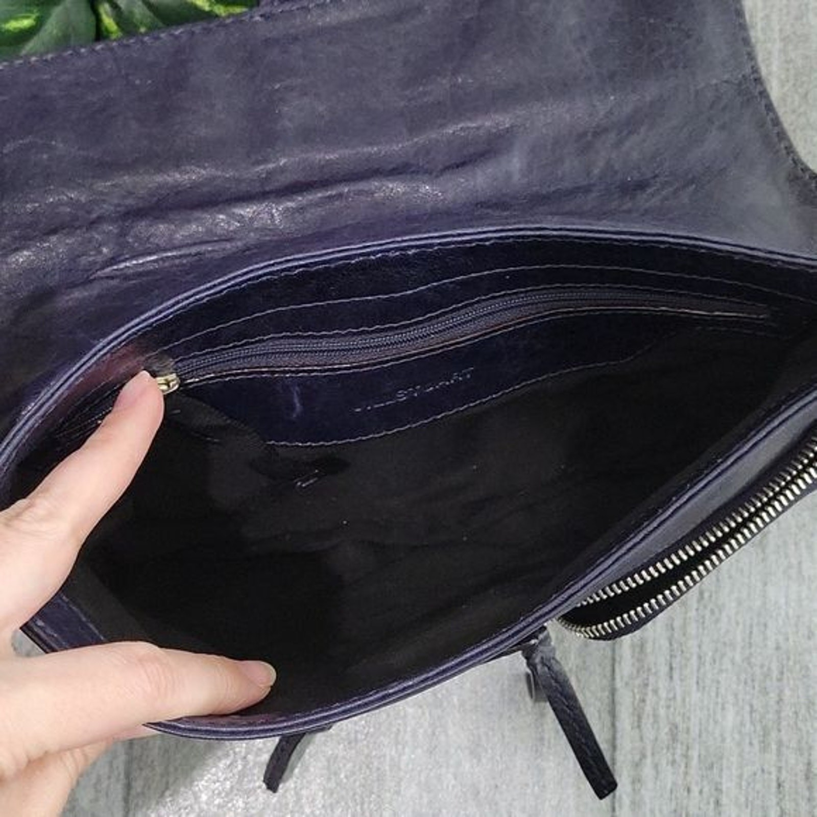 Jill Stuart Deep Navy Lamb Leather Clutch Bag