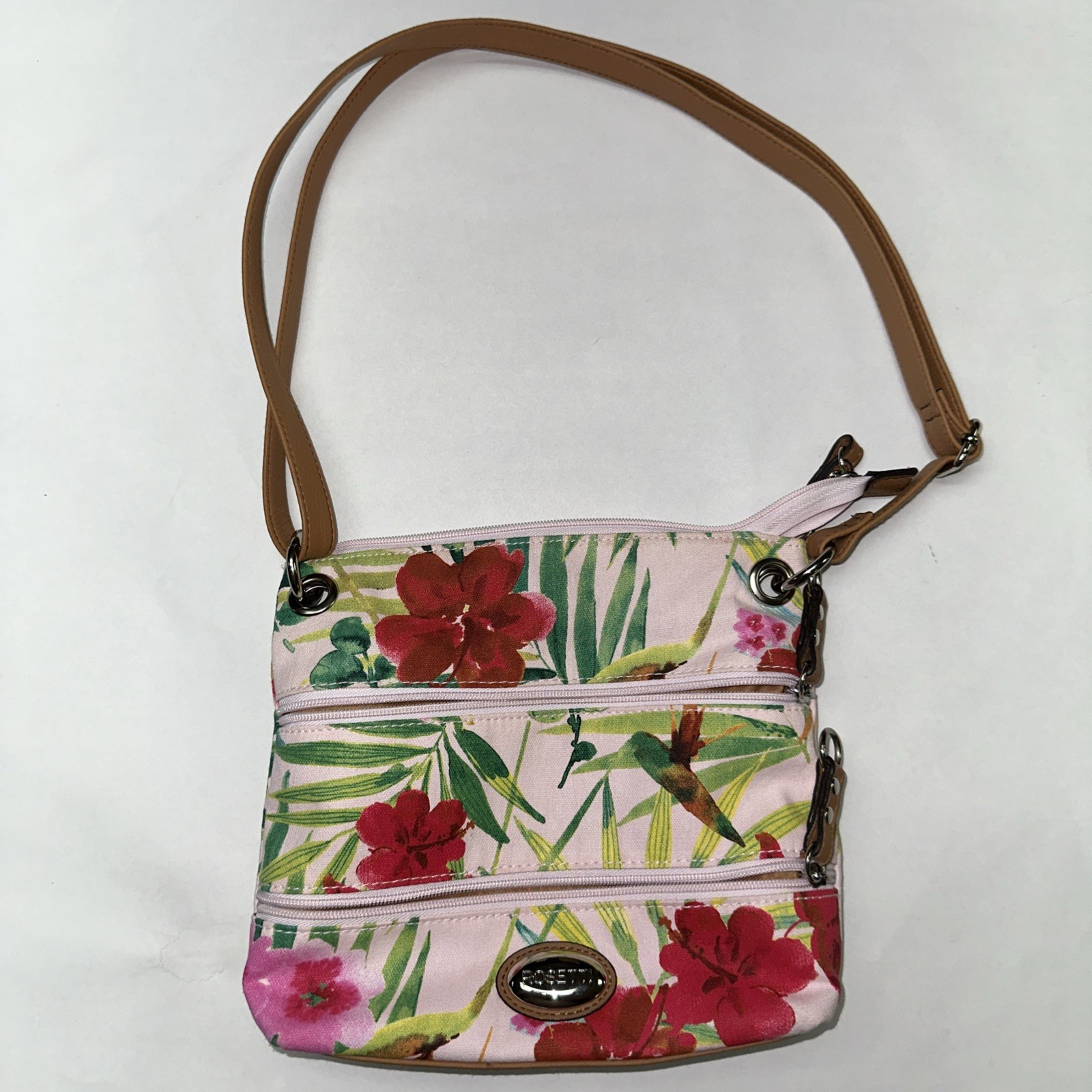 Rosetti Women’s Floral Print Multi Pocket Over The Shoulder Small Purse