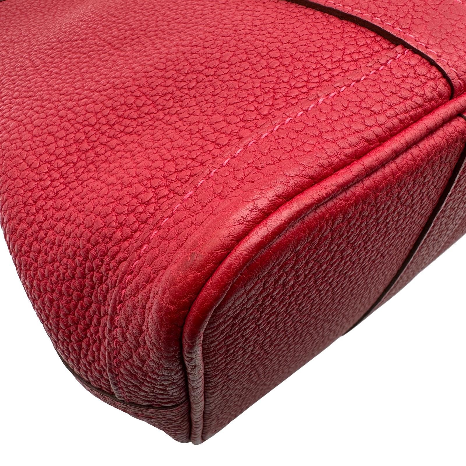 Hermes Garden Party TPM Tote Bag Snap Handbag Rouge Garance Negonda Leather 99