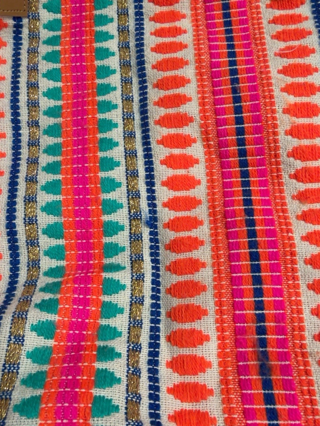 Boho Tribal Canvas Tote Bag w/ Matching Zipper Pouch Colorful Beach Market Bohem