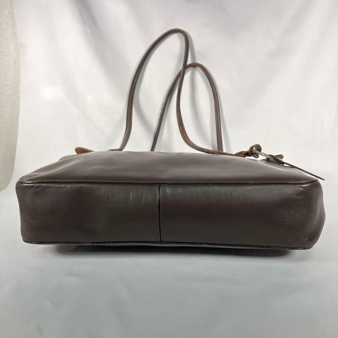 Margaret Howell Leather Tote Handbag Brown Cow Leather Magnetic Closure 34cm