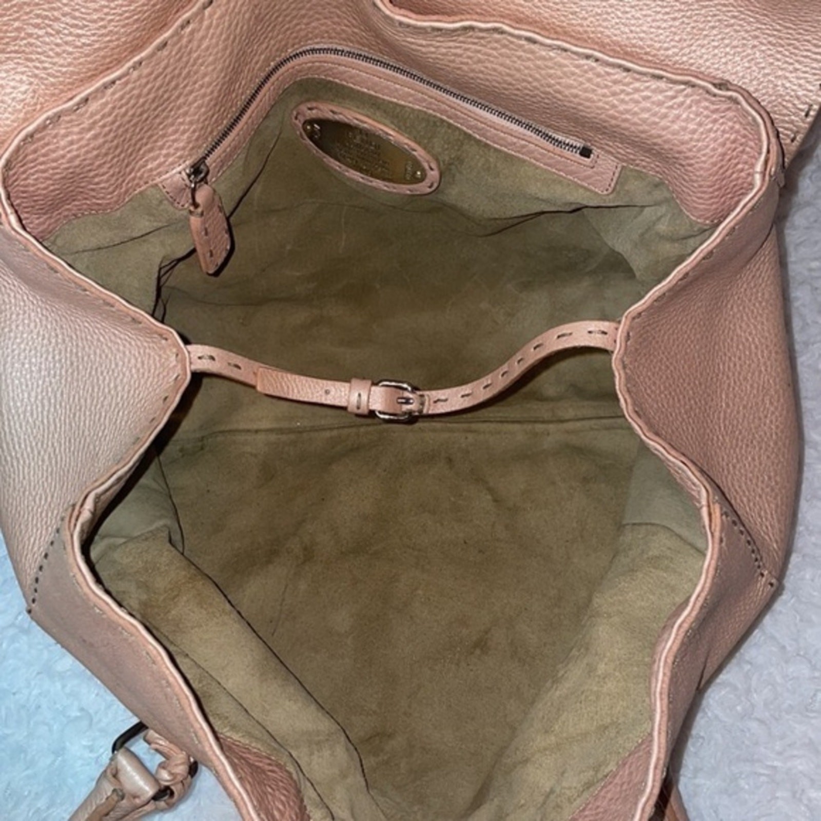 Fendi Selleria Linda Large Pink Leather Flap Tote Shoulder Bag 925 Silver