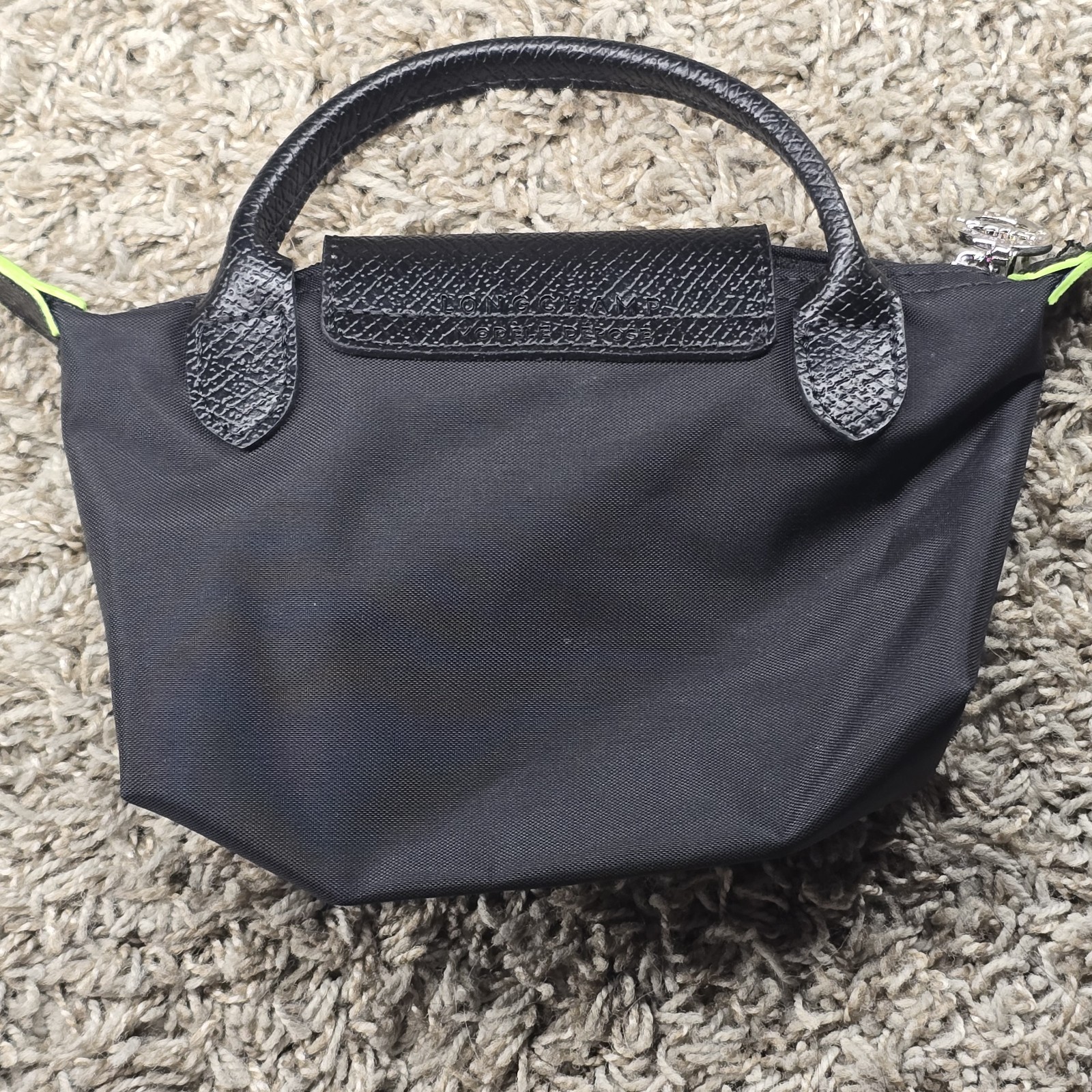 Longchamp Le Pliage Green Handle Pouch Black 34175919001 / Brand New No Tags
