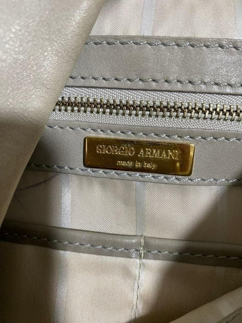 Giorgio Armani Shoulder Hobo Bag Purse Leather in Gray USED Good Condition