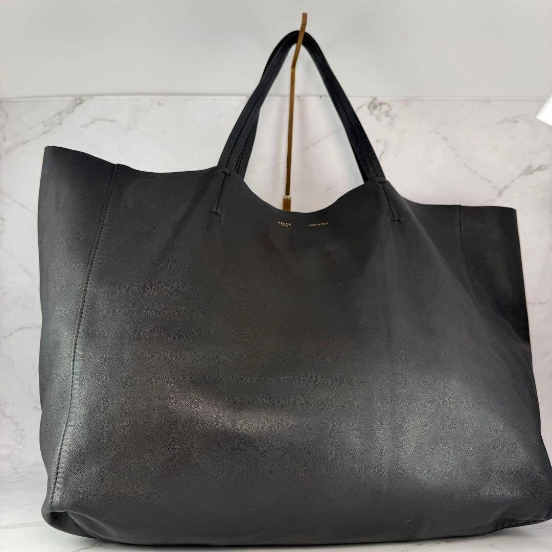 CELINE Horizontal Cabas Tote Bag Black Leather From Japan