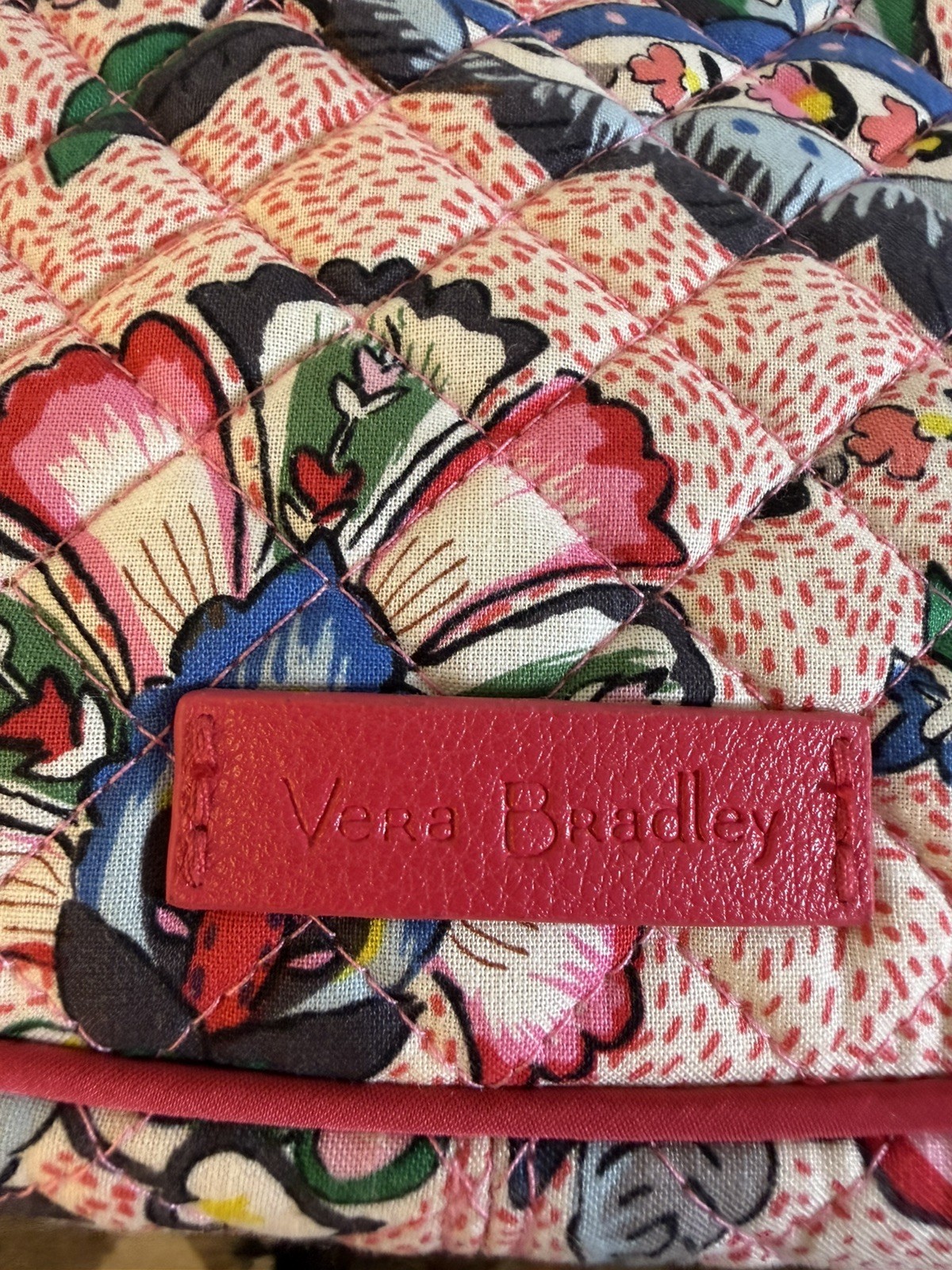 Vera Bradley Iconic Little Hipster Stiched Flowers Crossbody Pink Shoulder Bag
