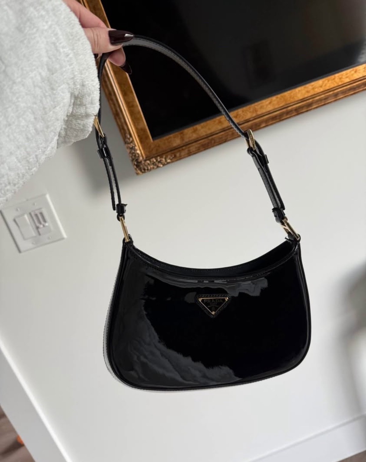 Prada Cleo patent leather bag with gold hardware