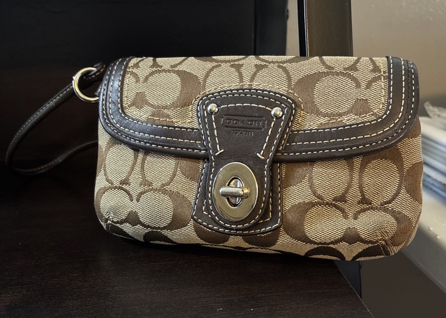 Coach Legacy Signature Flap Wristlet