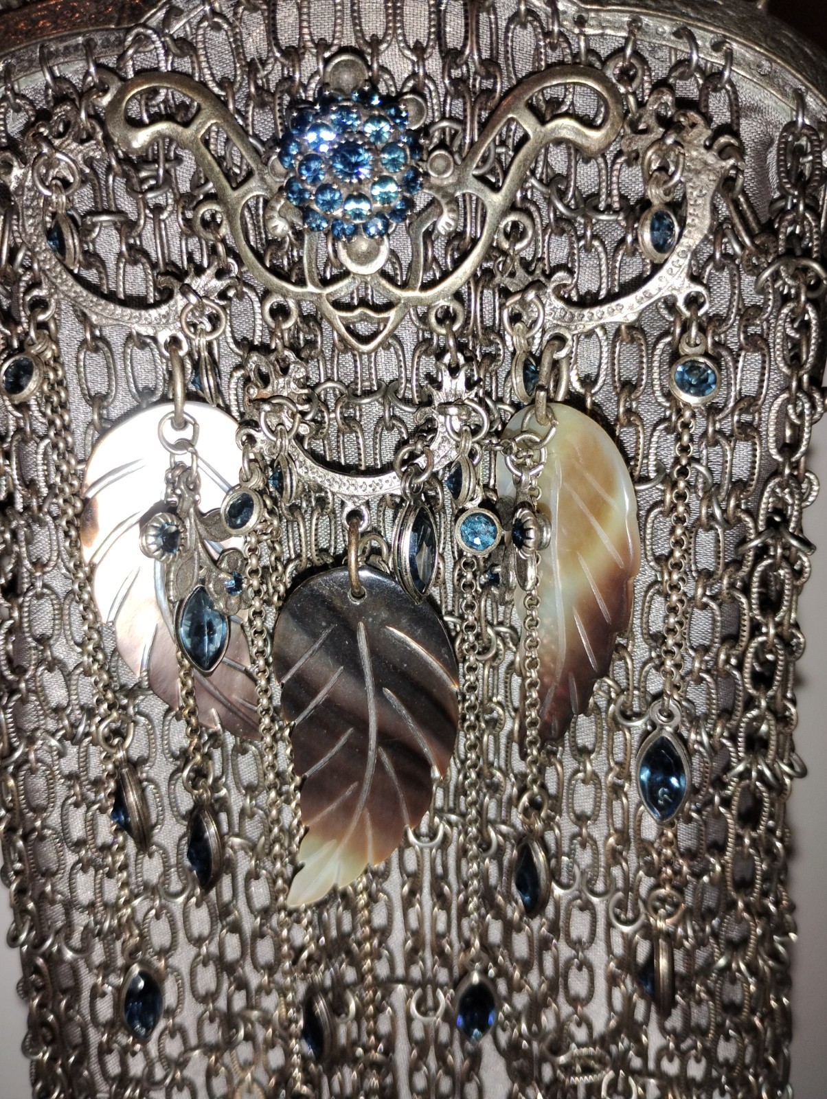 Kenny Ma Blue Swarovski Evening Bag Silver Metal, Silk Lined Wedding