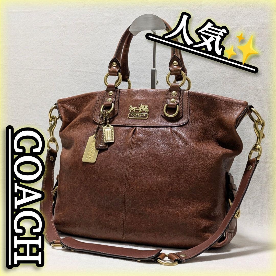 COACH Madison Brown Leather 2WAY Tote Bag
