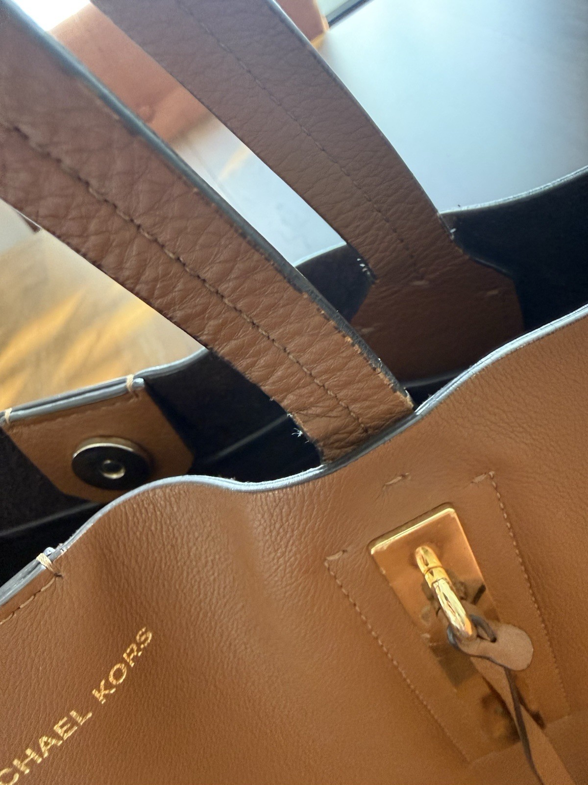 Michael Kors Collection Jaryn Large Tote – Smooth Luggage Calf Leather