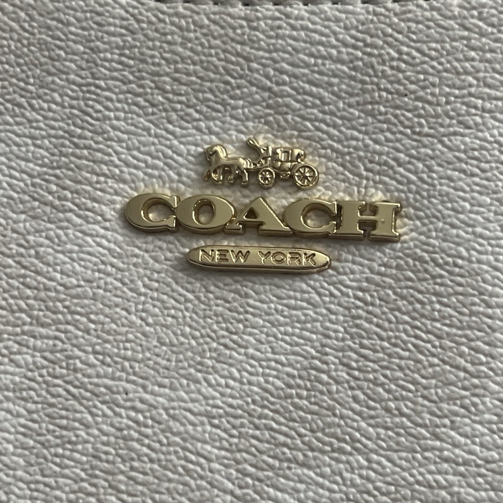 Coach White Signature Logo Small Shoulder Bag Zip Top w/ Detachable Strap