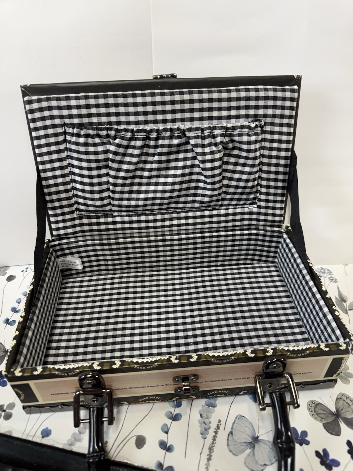 Decorative Cigar Box Purse – Beaded, Lined with Pockets 9.25″x8.75″x2.5″