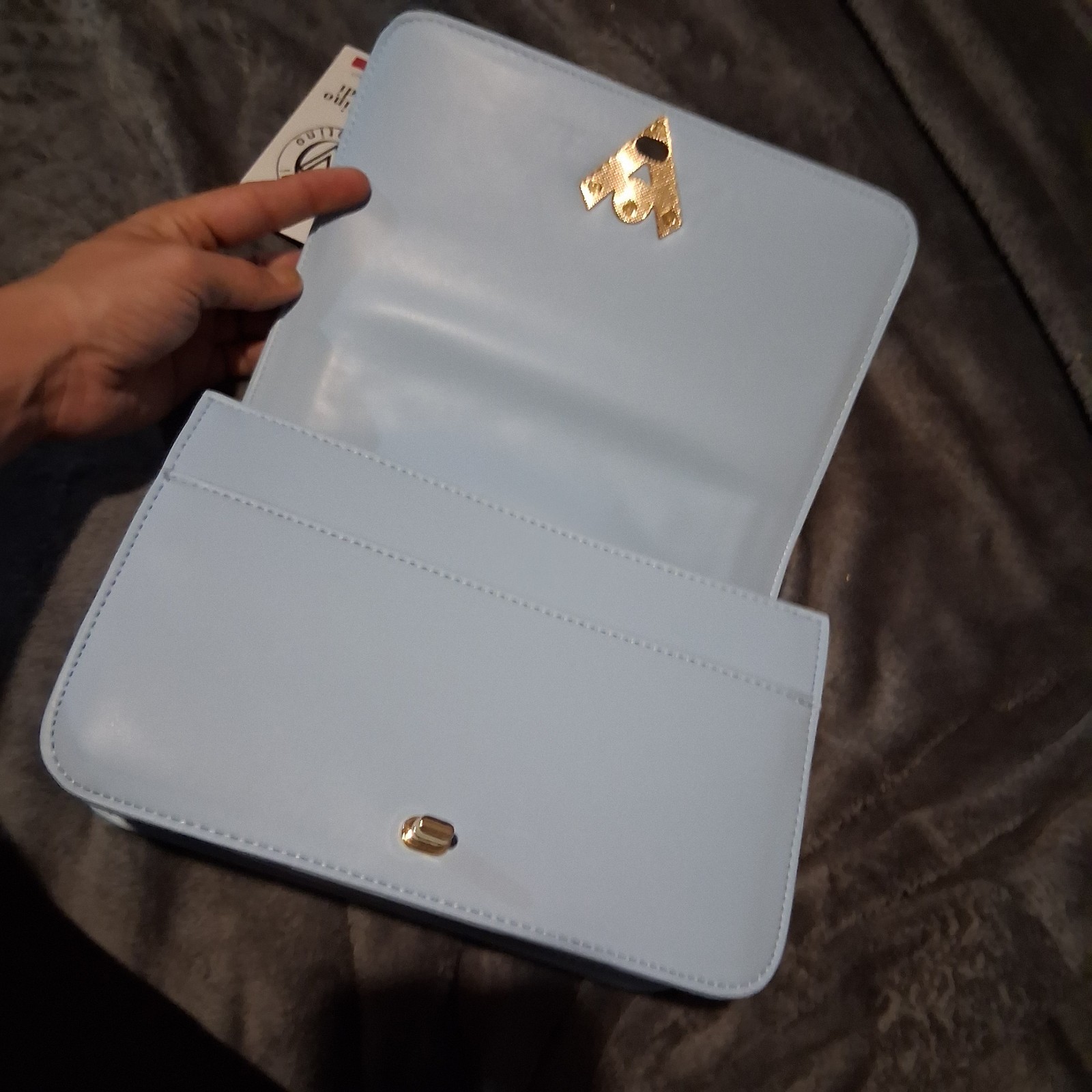 Valentino Orlandi Quilted Crossbody Shoulder Bag Baby Blue Gold Hardware NWT