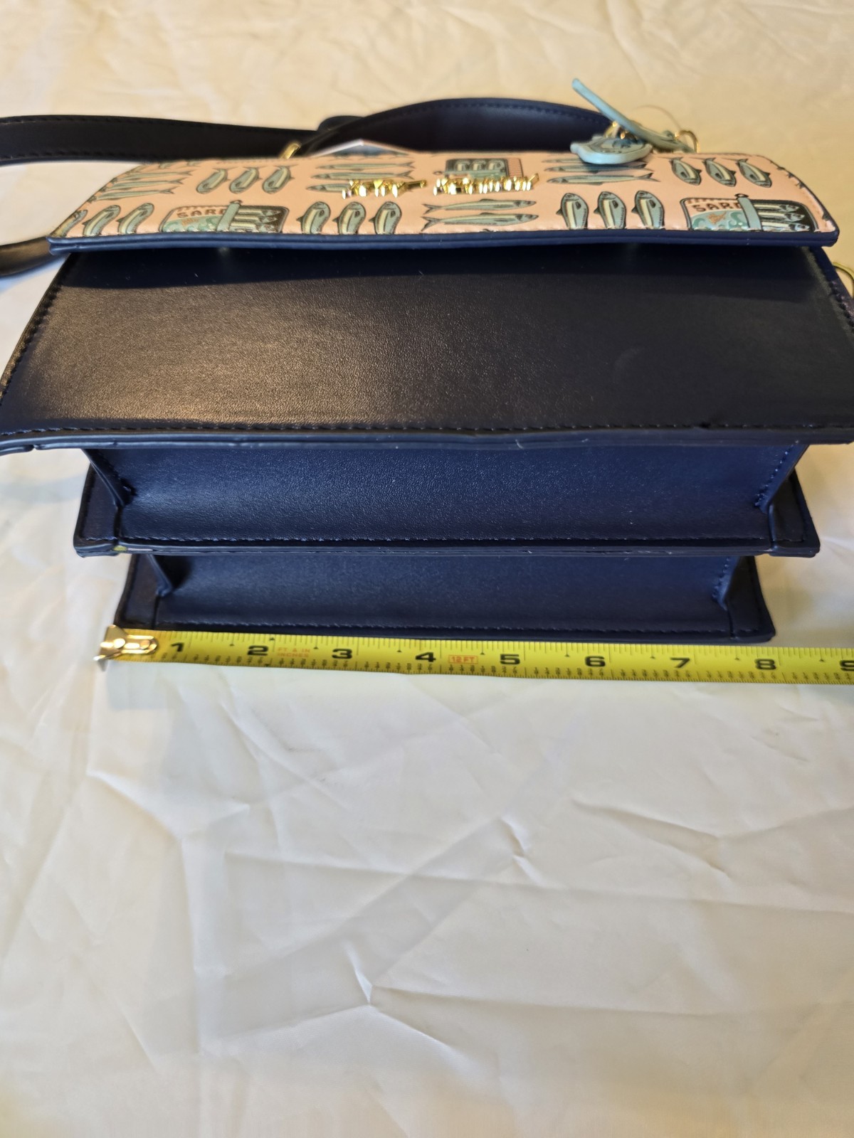 Betsey Johnson Sardine Navy Pink Multi Crossbody Bag Top Handle Purse NWT