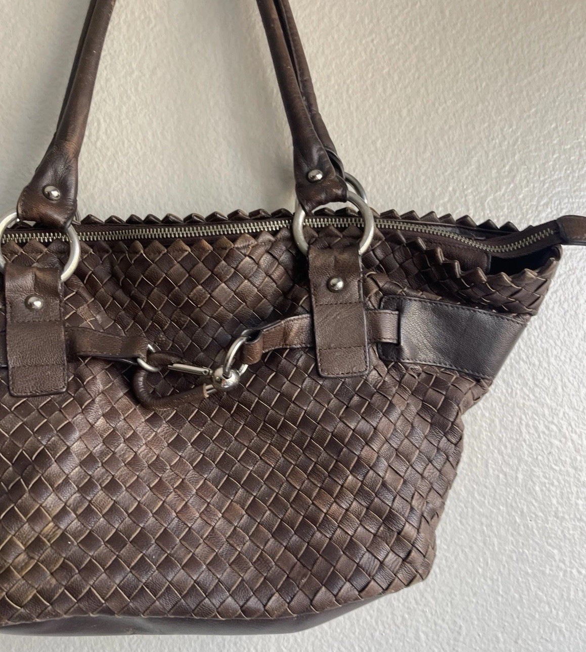Nuovedive Leather Brown Handbag Shoulder Women’s Made in Italy