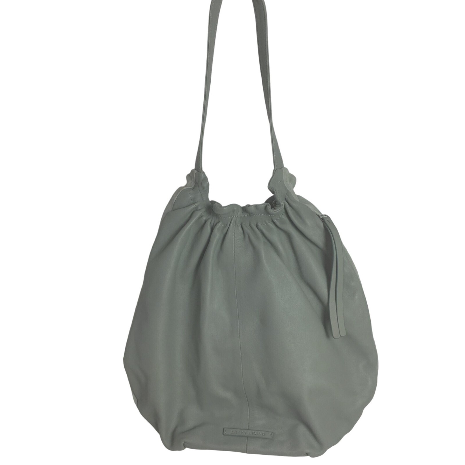 Lucky Brand Hobo Bag Bubble Silhouette Suede & Leather Sage Green