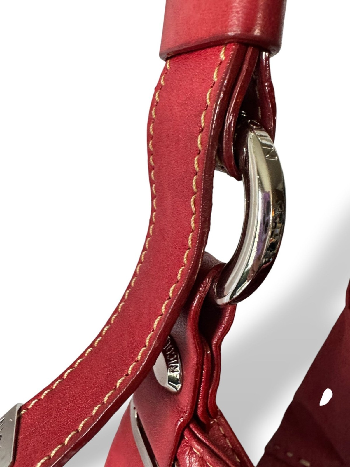 Nicoli Red Leather Shoulder Bag Adjustable Strap Soft Stitch Detail