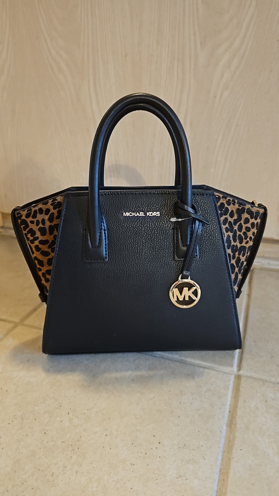 NEW Michael Kors Avril Extra Small Cheetah Print Calf Hair and Leather Satchel