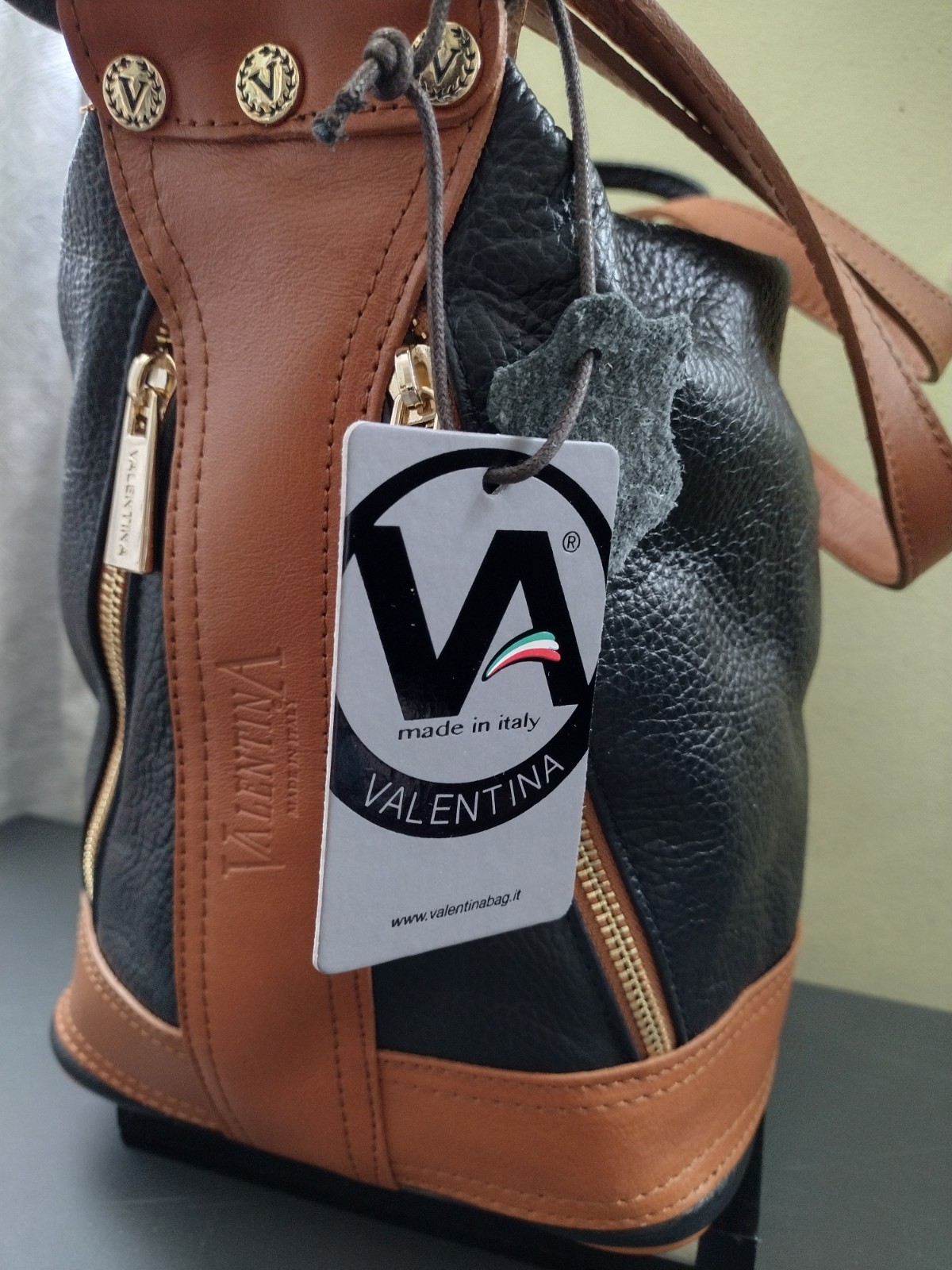 Valentina Leather Convertible Backpack /Shoulder Bag, Black Tan Bag, HANDMADE