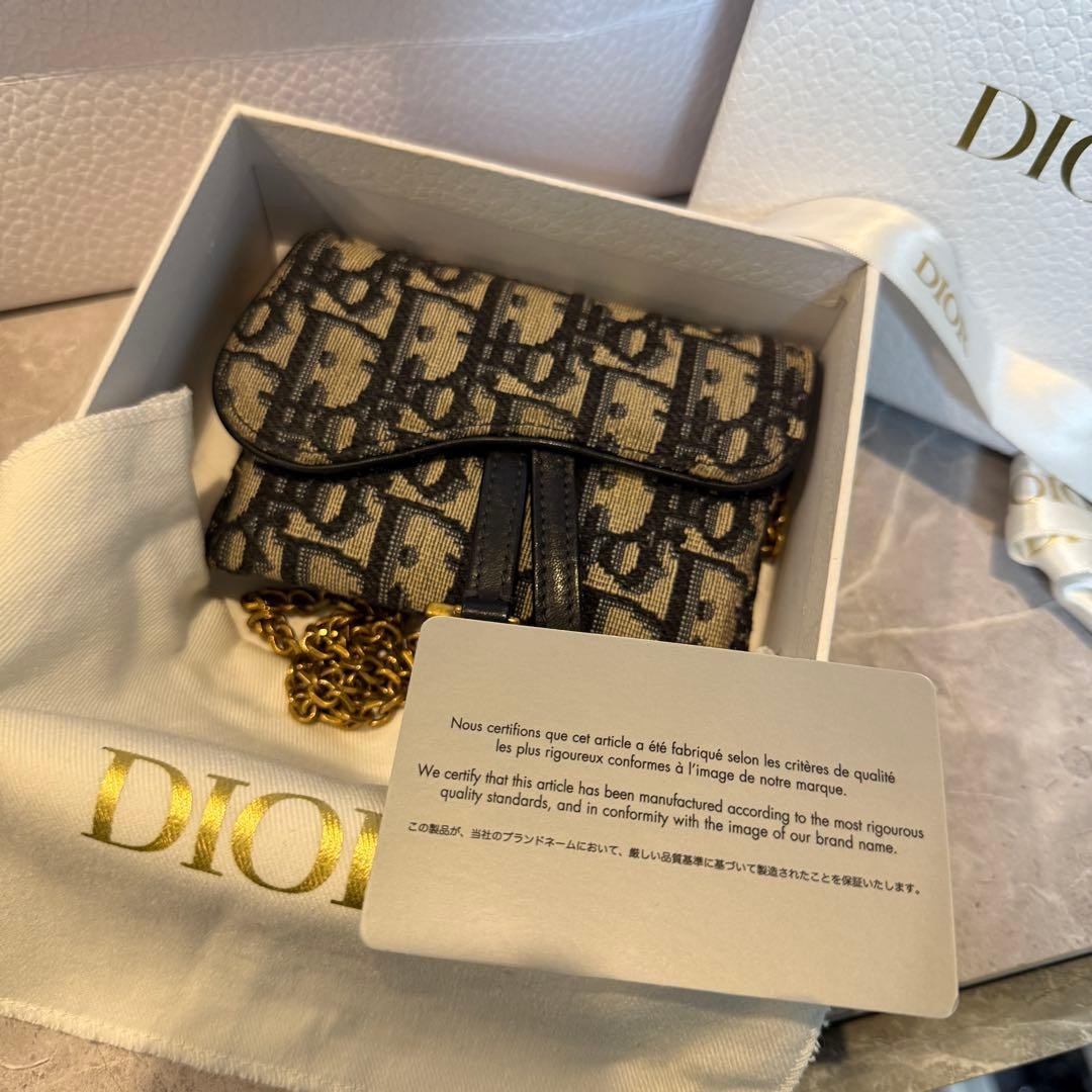 Christian Dior Saddle Chain Small Oblique Jacquard Shoulder Bag Women Pre-Owned