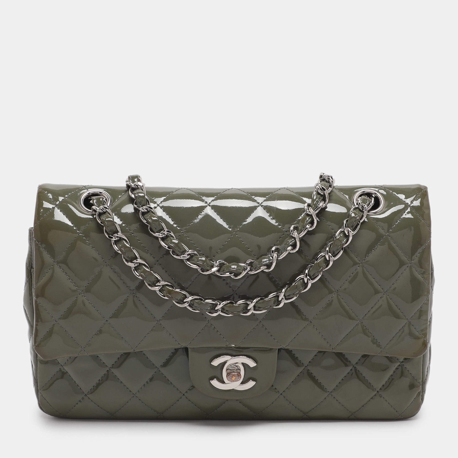 Chanel Classic Double Flap Medium Patent Leather Flap Bag