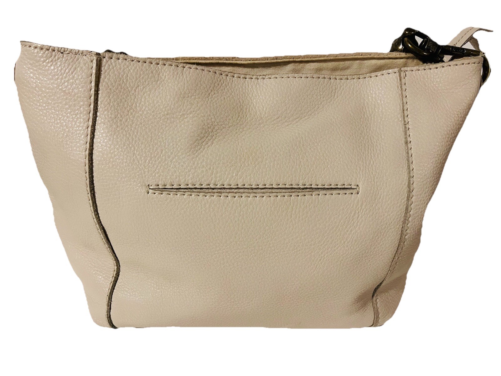The Sak Indio Leather Shoulder Bag Braided Handle Beige Embroidered Boho Purse