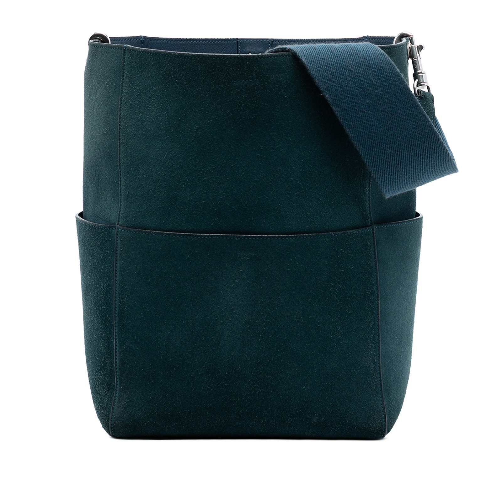 Celine Medium Suede Seau Sangle Bucket Bag Pre-Loved Peacock