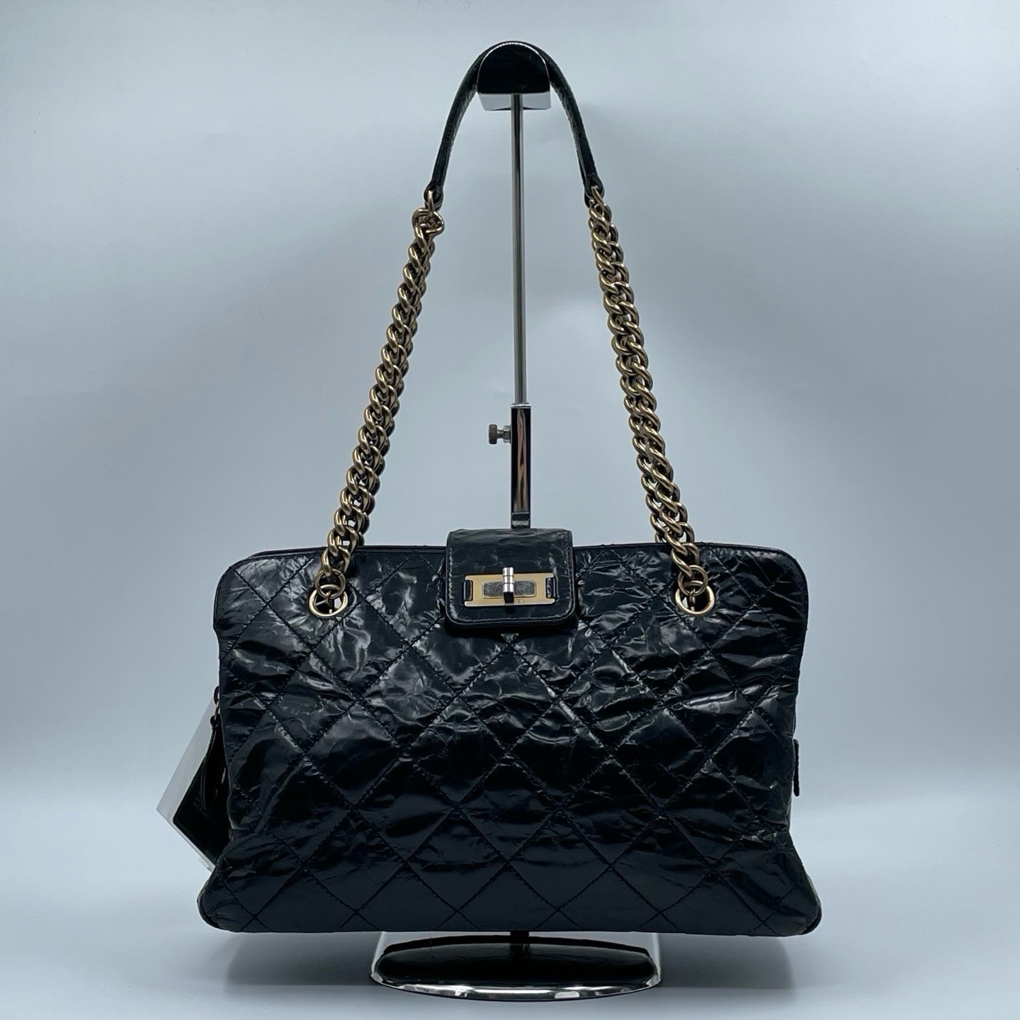 Chanel Tote Leather 2.55 Reissue Calfskin Chain Black Shoulder Bag 032306