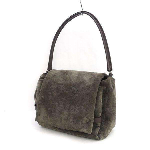 Auth Brunello Cucinelli Gray Suede Leather One Shoulder Bag Italy Made Used