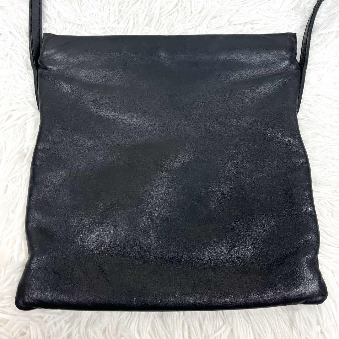 LOEWE Anagram Embossed Leather Shoulder Bag Black 27.5cm Crossbody Bag