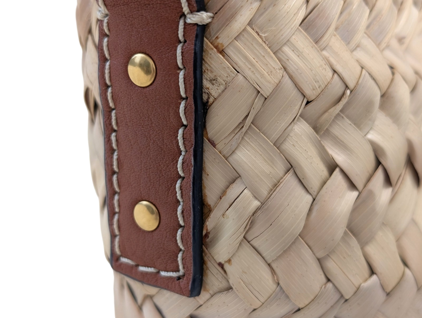 Chloe Marcie Shoulder Bag Natural Raffia Leather Brown