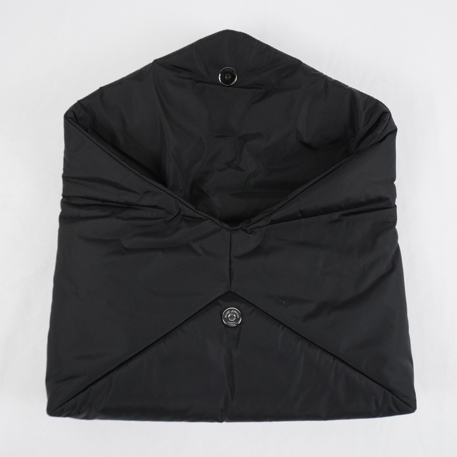 Saint Laurent Cassandre Large Envelope Pouch/Clutch In Black Nylon Snap Closure